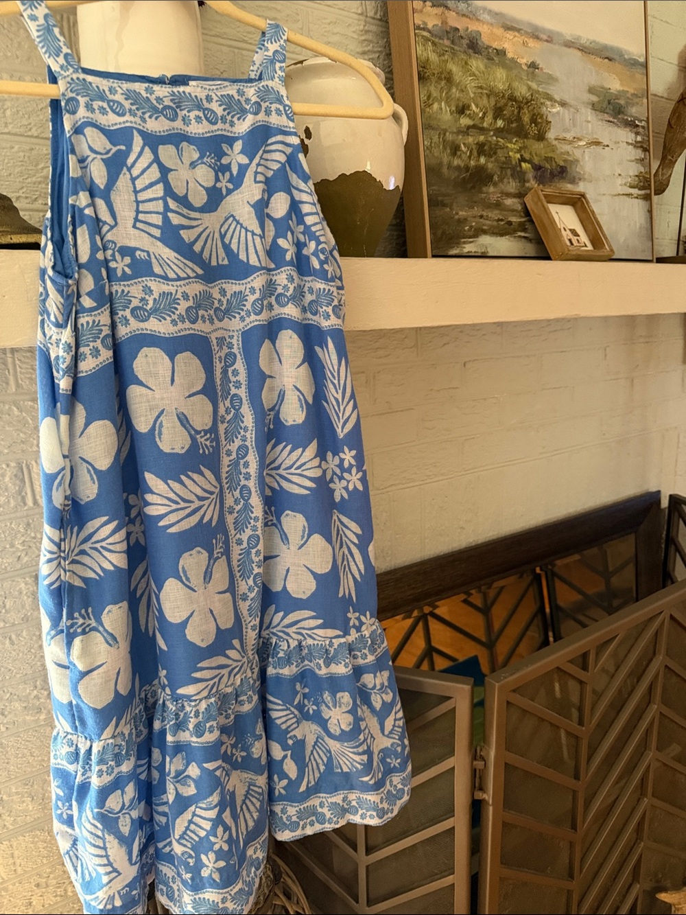 crown & ivy Blue and White Floral Midi Dress